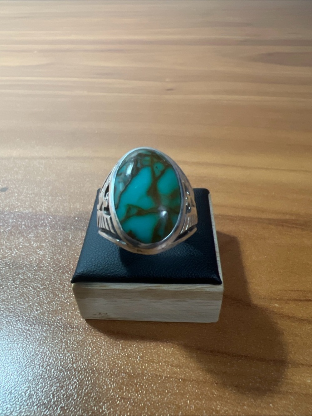 VTG Bell Trading Post Sterling Turquoise Thunderbird Ring - Mens Size 12